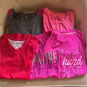 5 Girls C9 Champion Workout T-Shirts Size Large 10-12 Pink Coral Gray Shirts